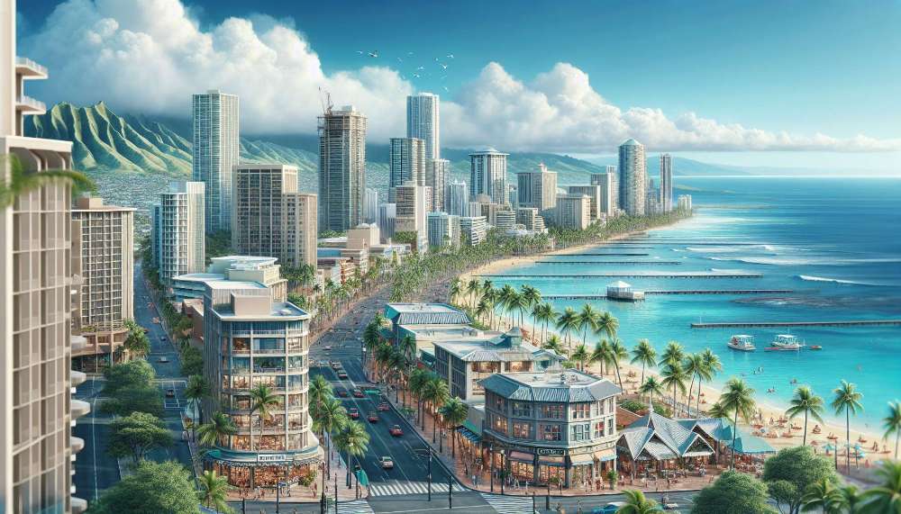 A vibrant street scene in Hawaii