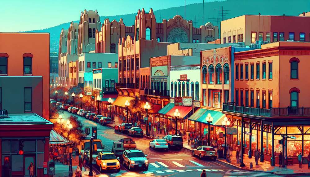 A vibrant street scene in New Mexico