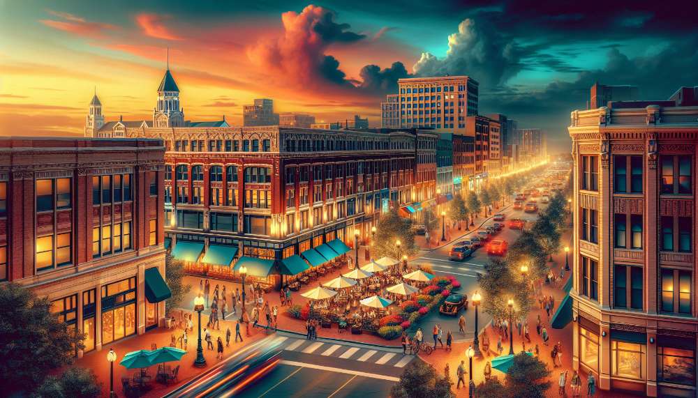 A vibrant street scene in Piqua