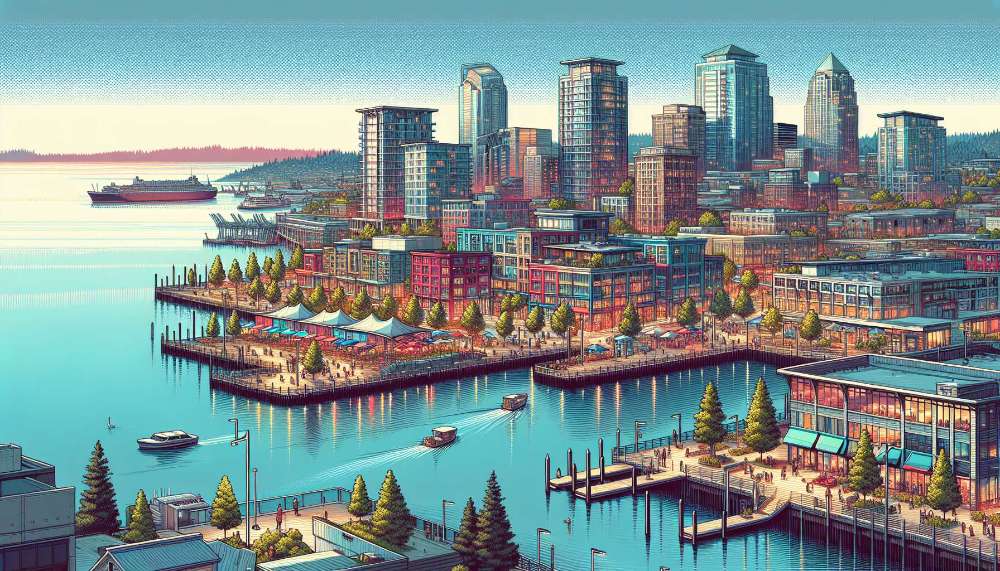 A vibrant street scene in South Lake Union