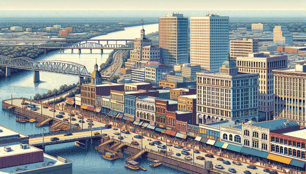 A vibrant street scene in Mississippi