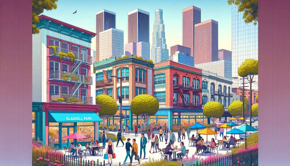 A vibrant street scene in Glassell Park