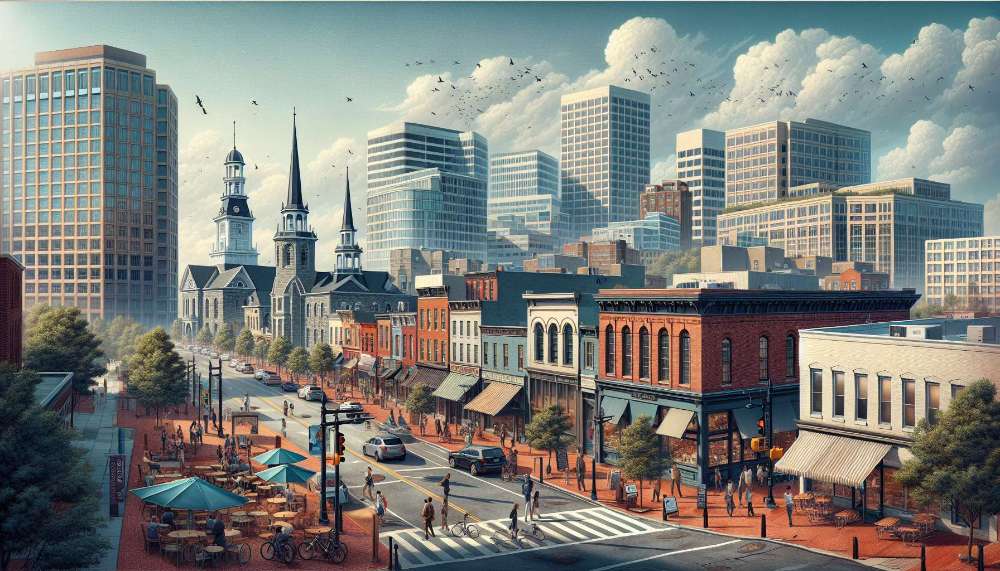 A vibrant street scene in Fairfax