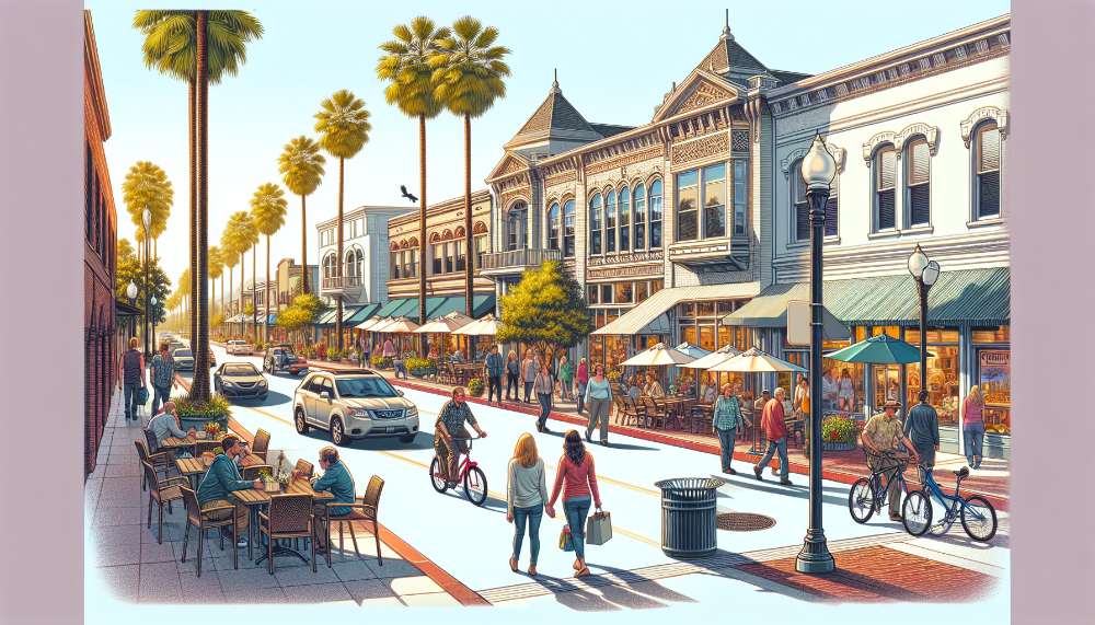 A vibrant street scene in Ukiah