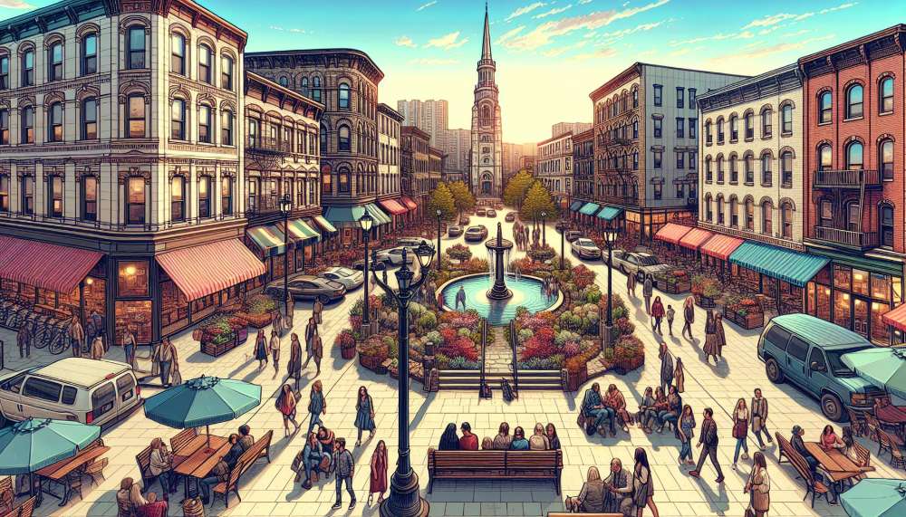 A vibrant street scene in McGinley Square