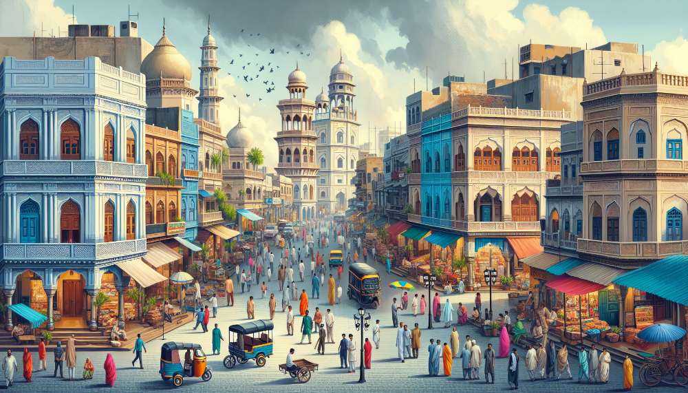 A vibrant street scene in Government Colony