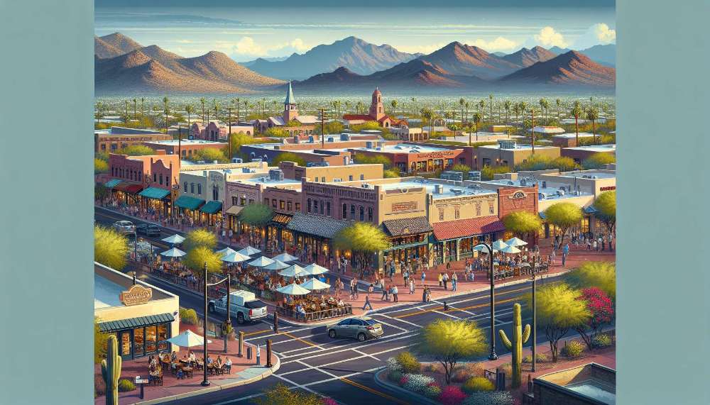 A vibrant street scene in Scottsdale