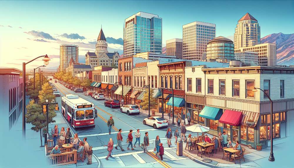 A vibrant street scene in West Jordan