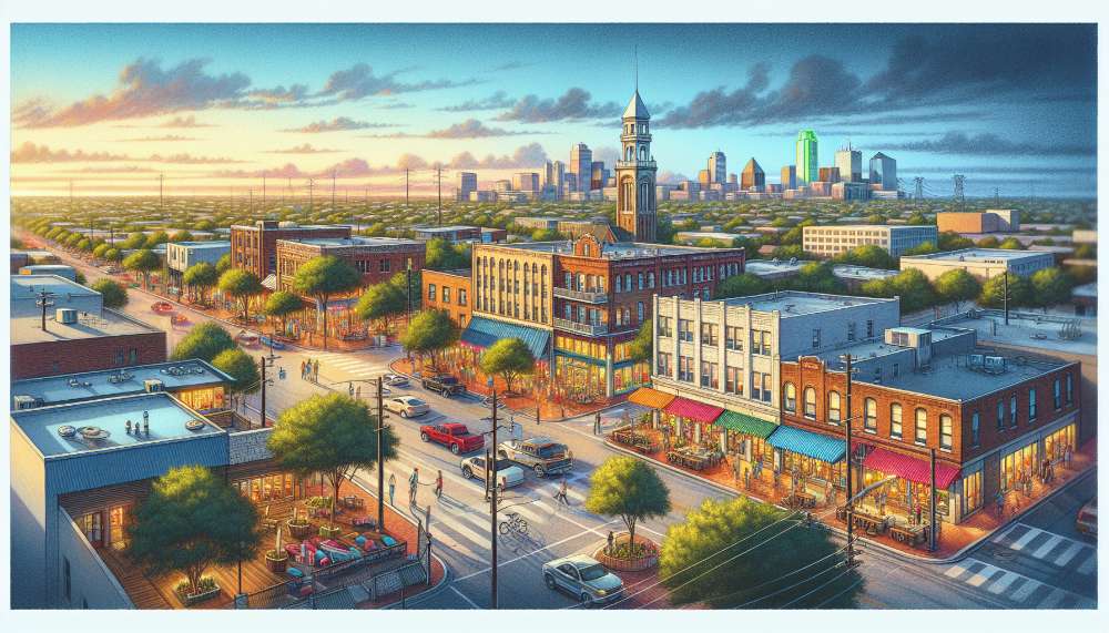 A vibrant street scene in Far North Dallas