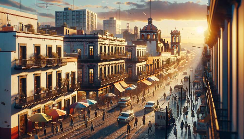 A vibrant street scene in Granada