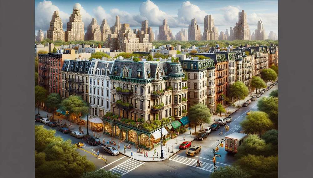 A vibrant street scene in Central Park West Historic District