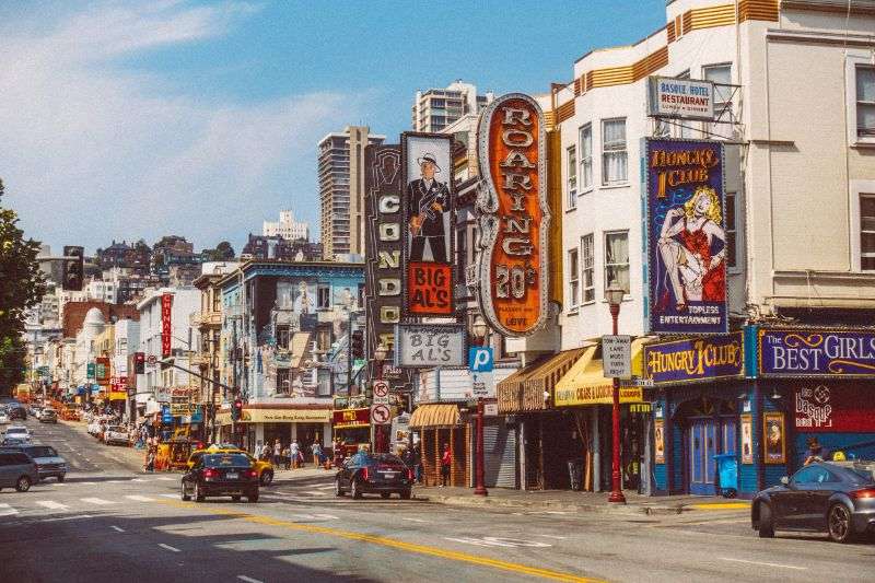 A vibrant street scene in Mission District