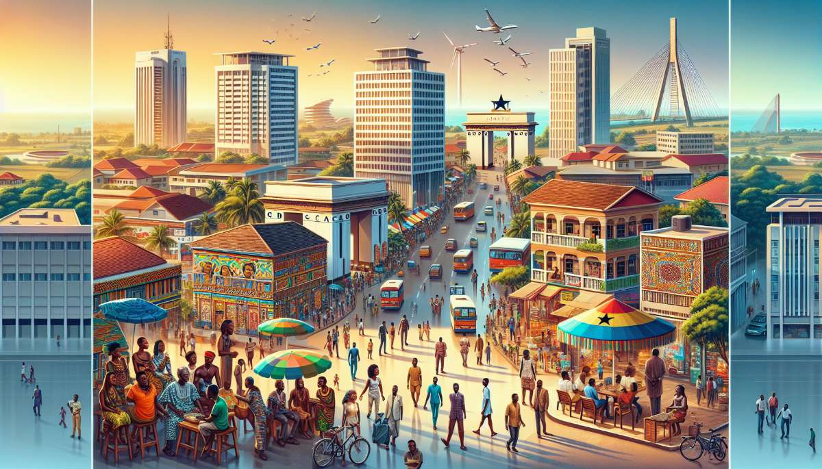 A vibrant street scene in Accra