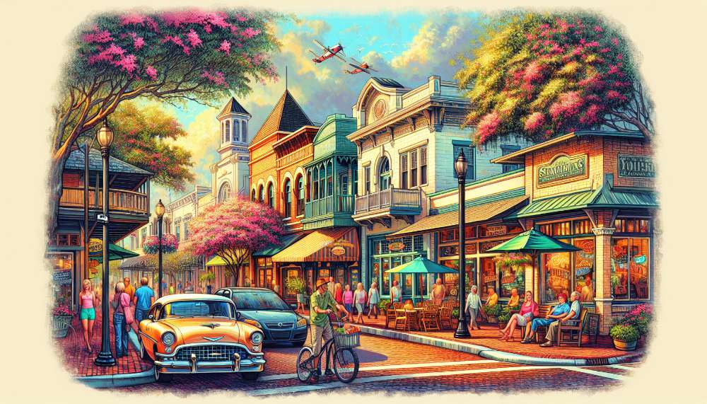 A vibrant street scene in Greenacres