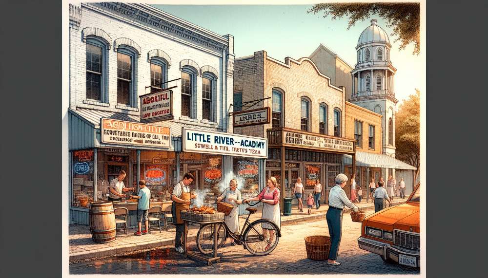 A vibrant street scene in Little River-Academy