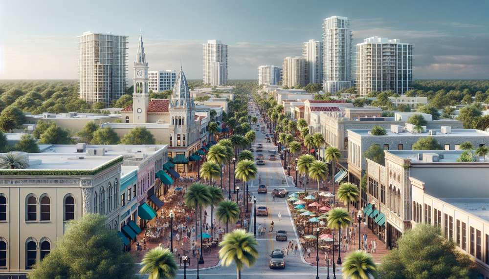 A vibrant street scene in Winter Garden