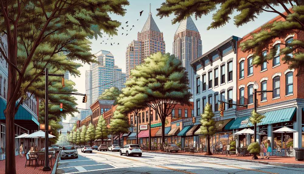 A vibrant street scene in Druid Hills