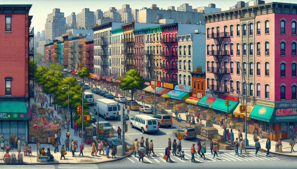 A vibrant street scene in Brownsville