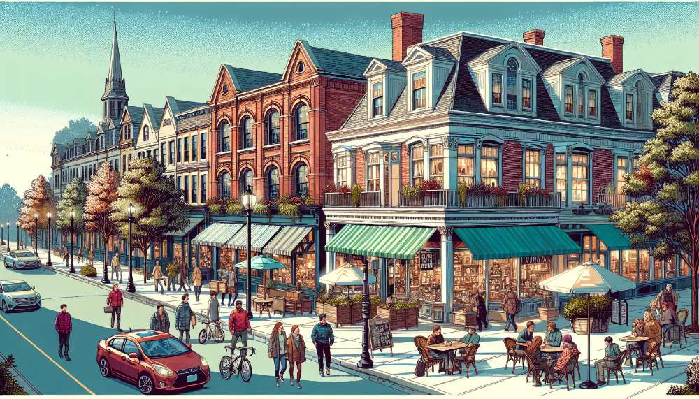 A vibrant street scene in Wellington-Harrington