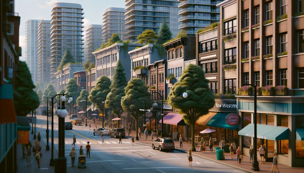 A vibrant street scene in New Westminster