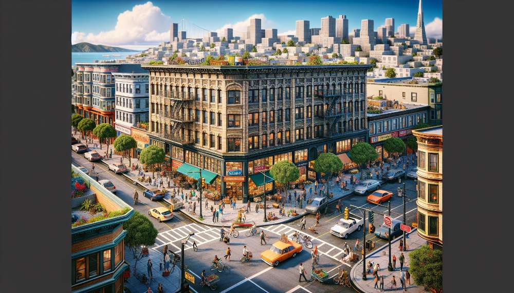 A vibrant street scene in Hunters Point