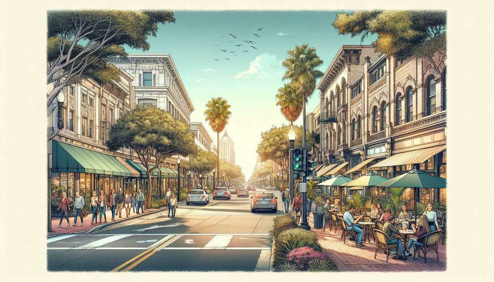 A vibrant street scene in Birdland