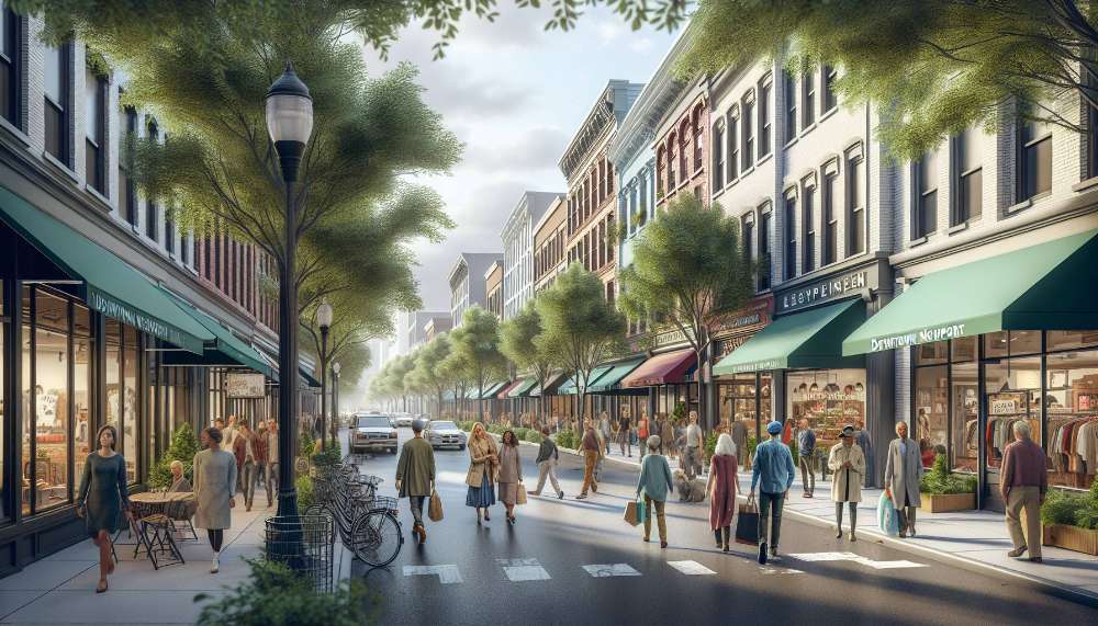 A vibrant street scene in Newport