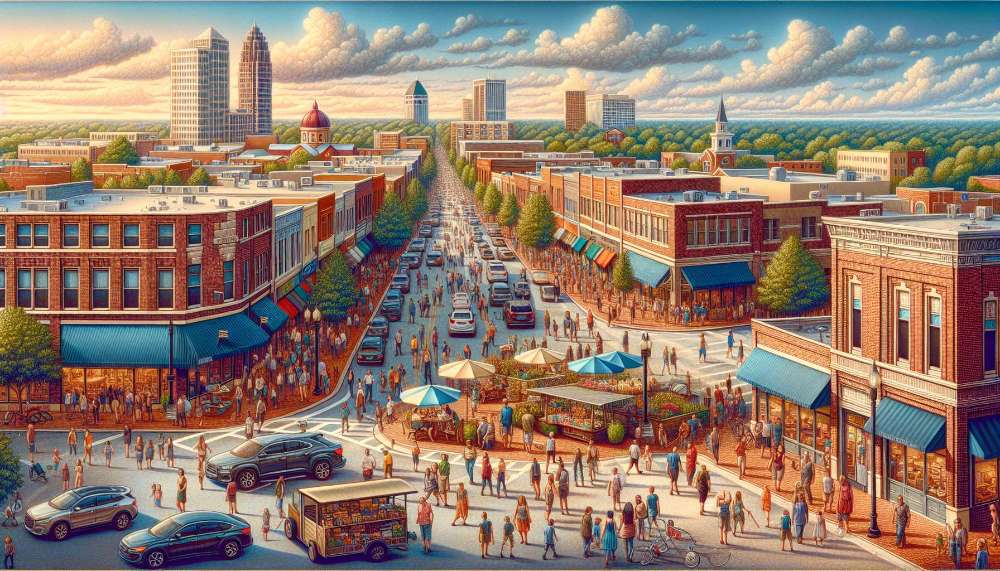 A vibrant street scene in Decatur