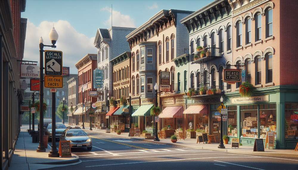 A vibrant street scene in Monticello