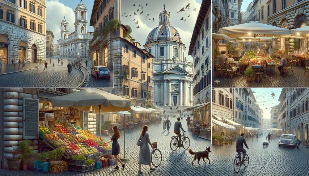 A vibrant street scene in Rome