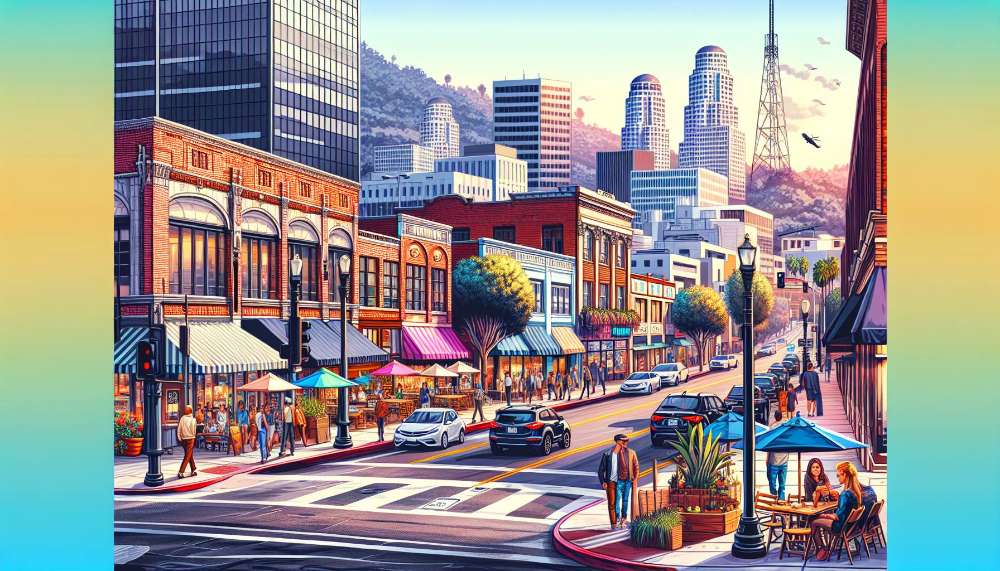 A vibrant street scene in North Hollywood