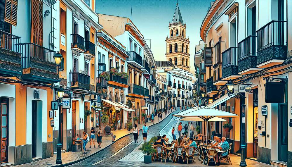 A vibrant street scene in Merida