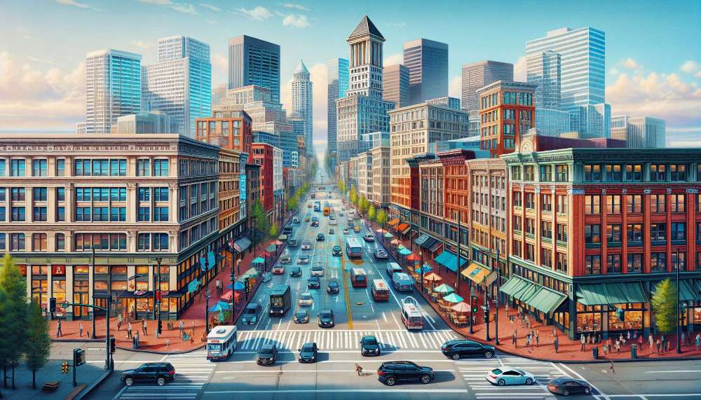 A vibrant street scene in Central District