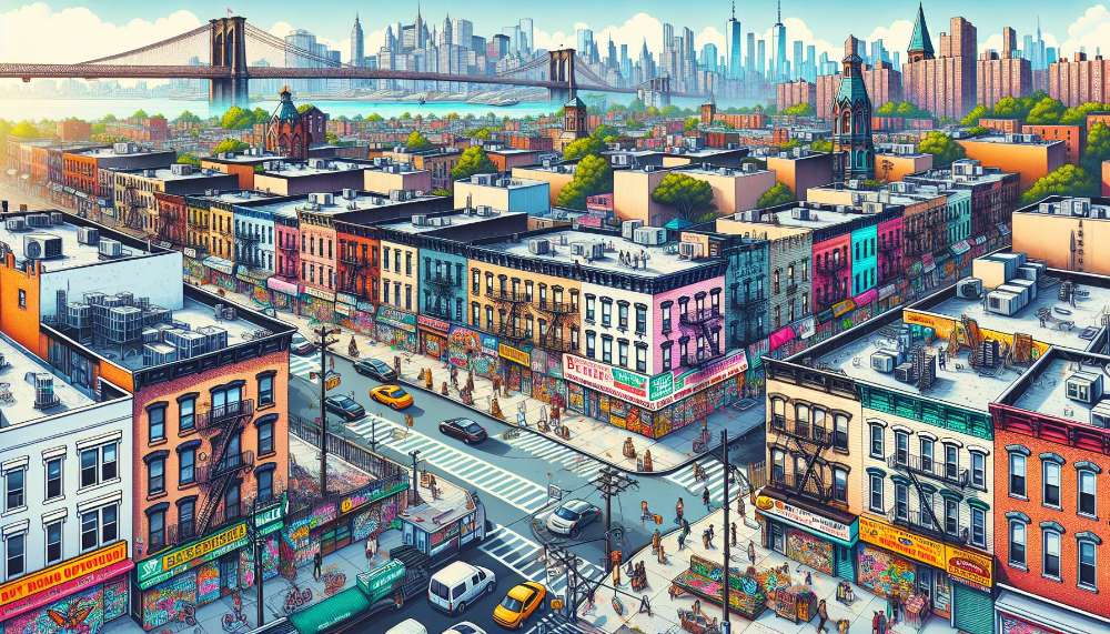 A vibrant street scene in East Williamsburg