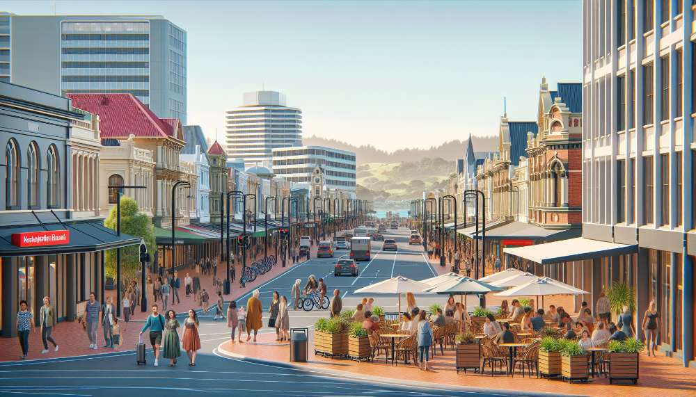 A vibrant street scene in Tauranga