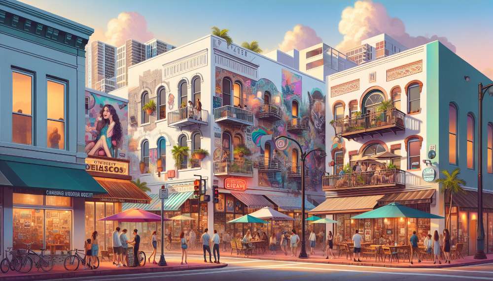 A vibrant street scene in Wynwood Art District