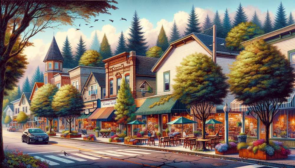 A vibrant street scene in Victor