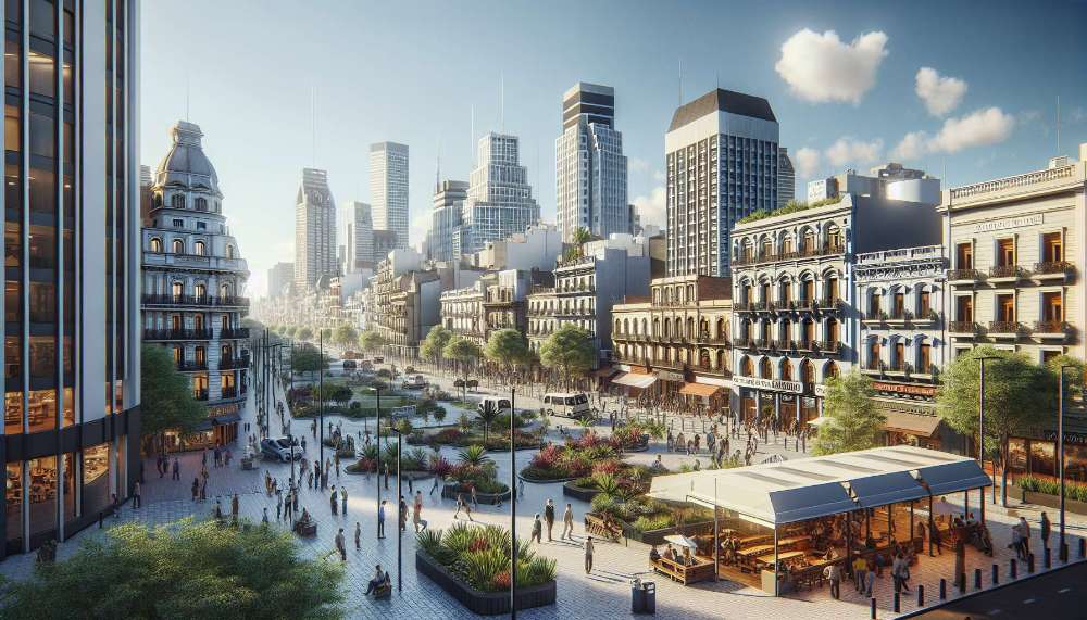 A vibrant street scene in Argentina