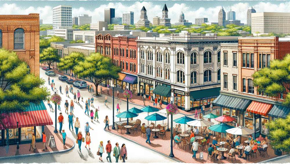 A vibrant street scene in North Central