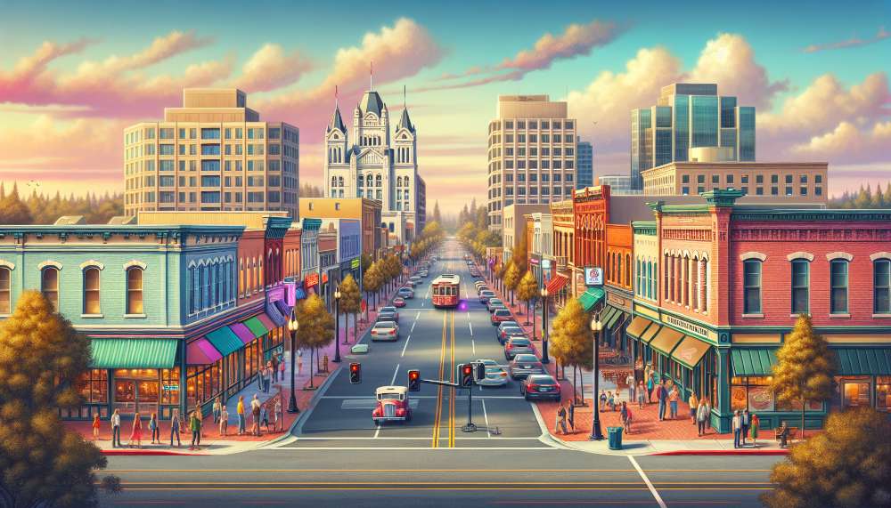 A vibrant street scene in North Sacramento