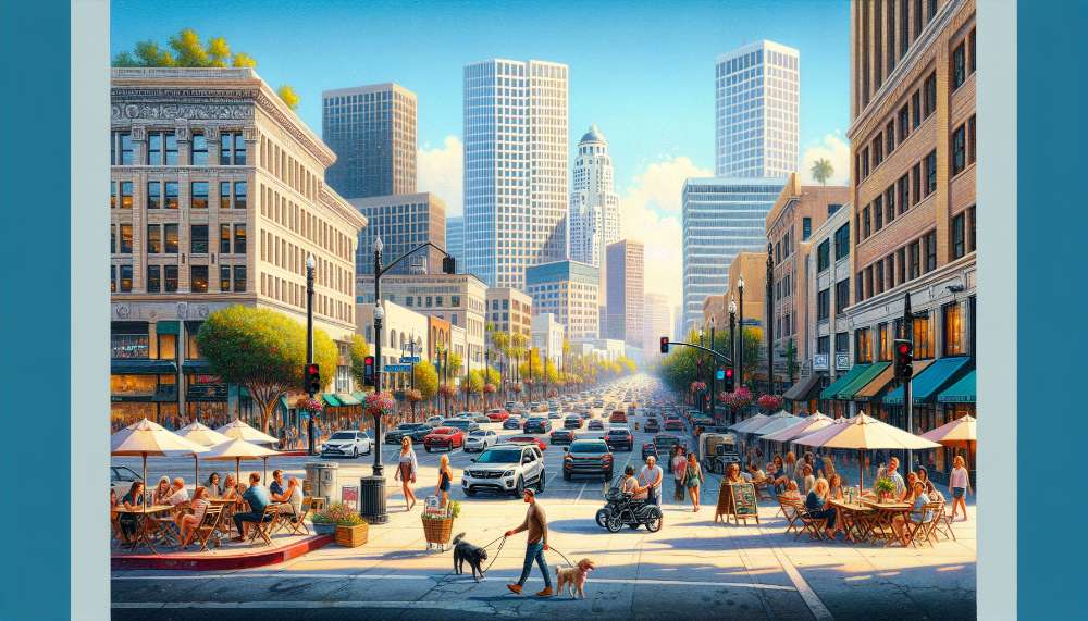 A vibrant street scene in Burbank