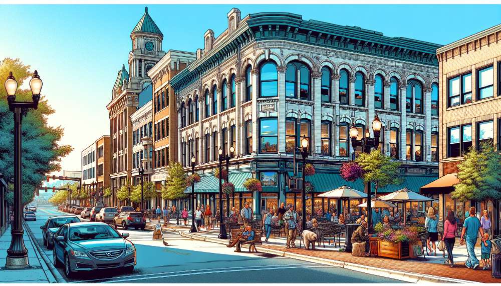 A vibrant street scene in Rockford