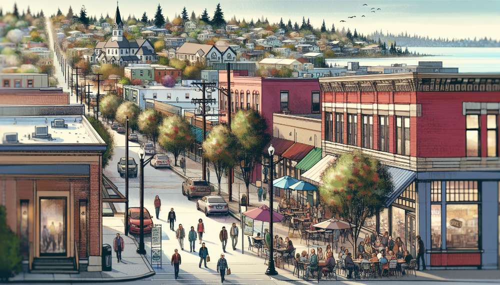 A vibrant street scene in Burien