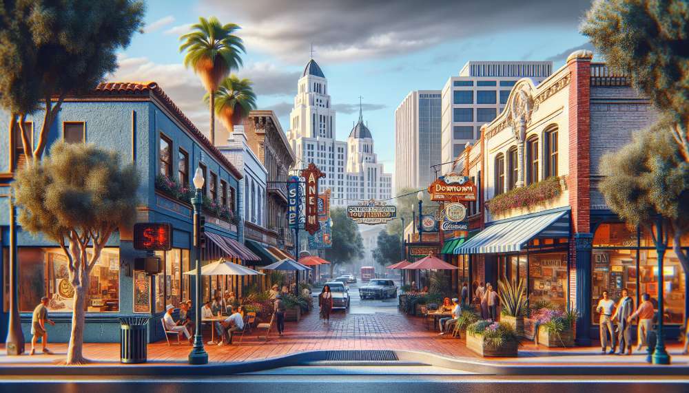 A vibrant street scene in Southwest Anaheim