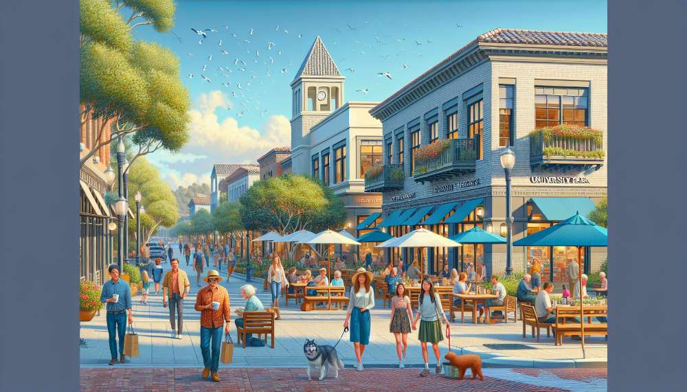 A vibrant street scene in University Park