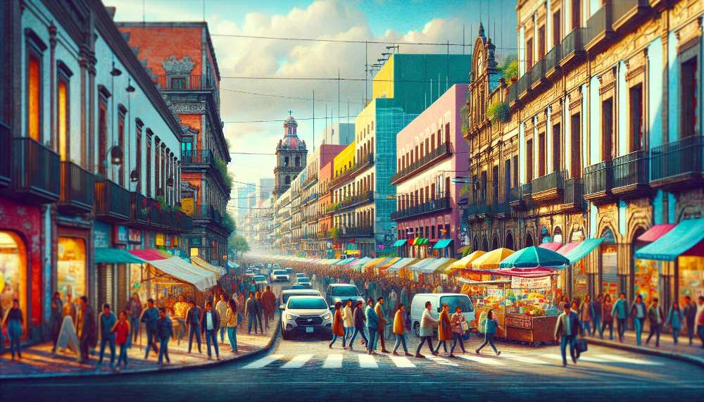 A vibrant street scene in Azcapotzalco