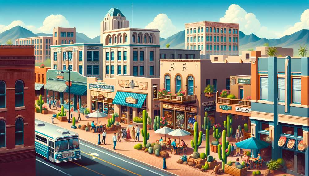 A vibrant street scene in Broadway Pantano East