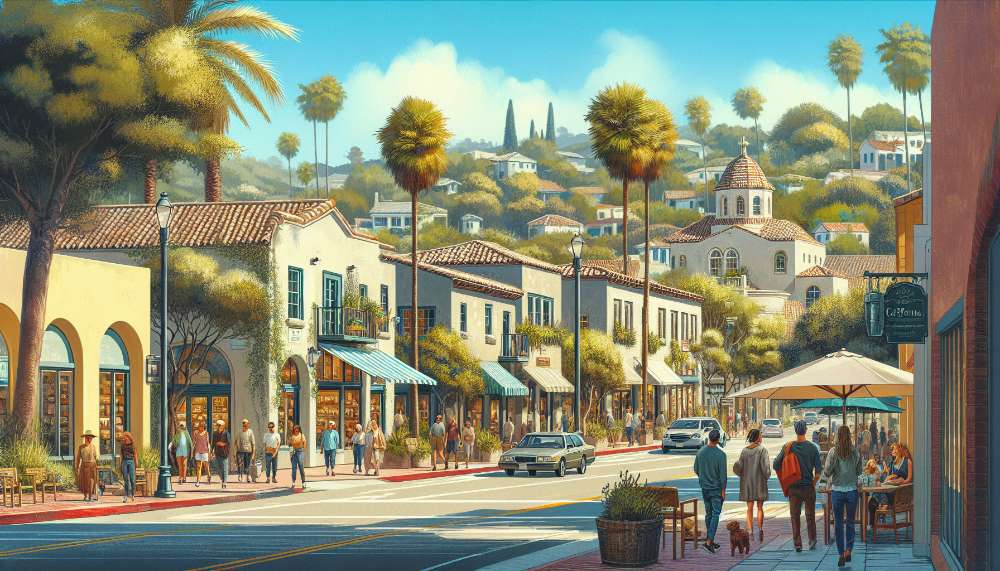 A vibrant street scene in Topanga