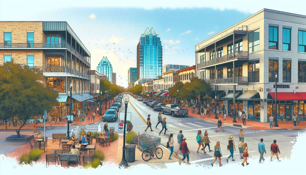 A vibrant street scene in South Lamar