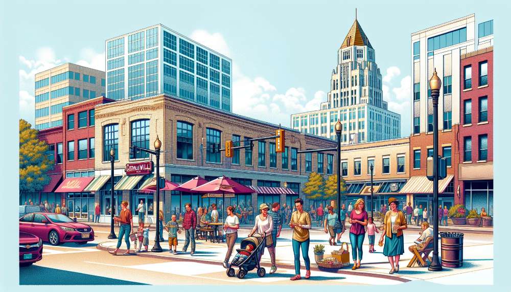 A vibrant street scene in Coralville